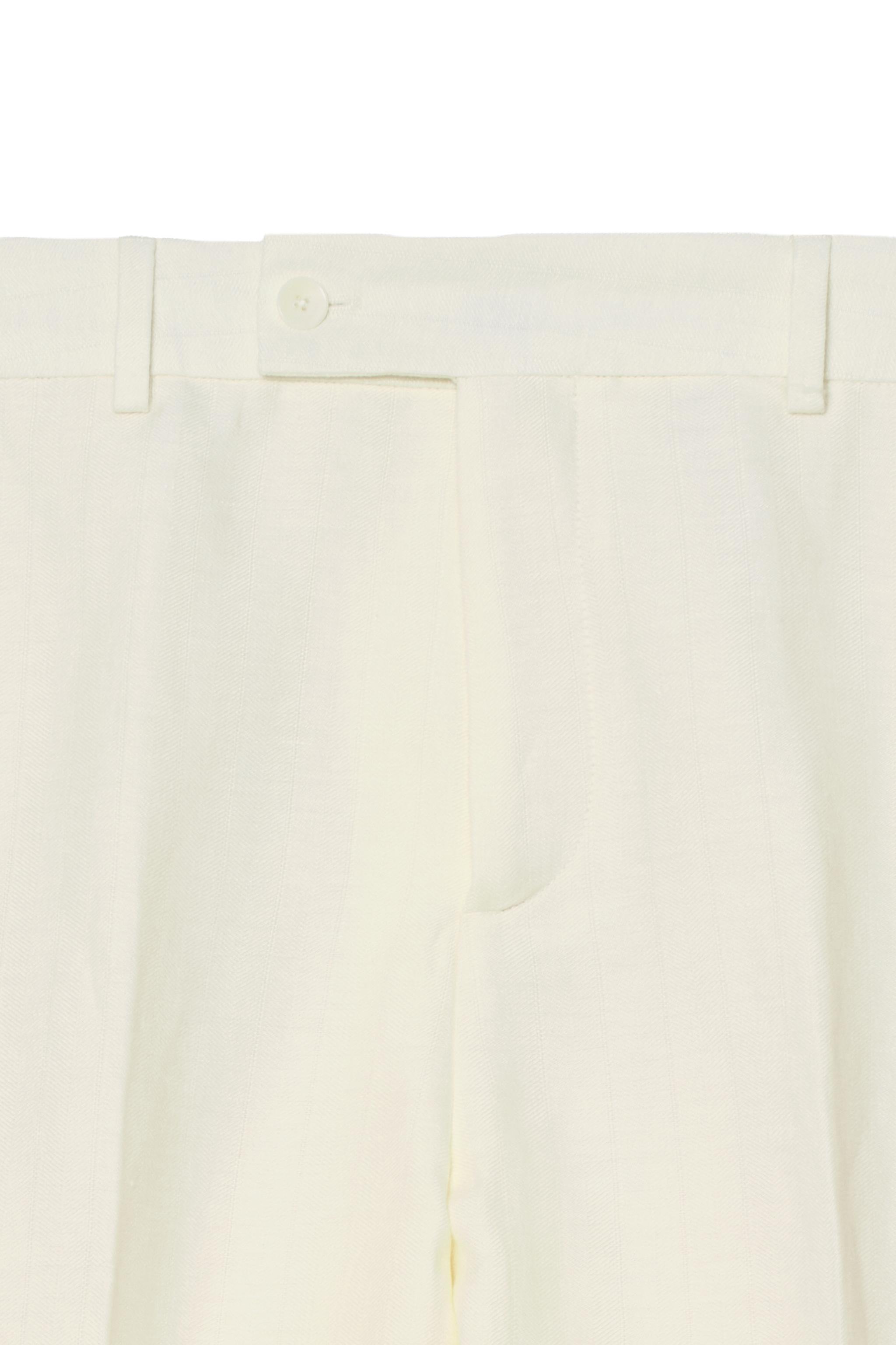 HERRINGBONE LINEN-WOOL RELAXED FIT SUIT PANTS